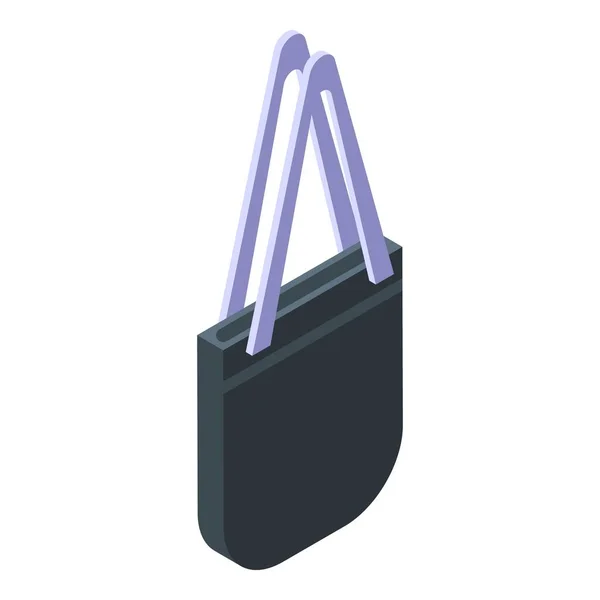 Black Eco Bag Icon Isometric Vector Fabric Cotton Gift Retail — Stock Vector