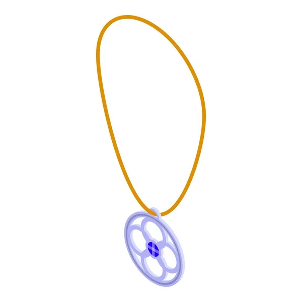 Icône Amulette Argent Vecteur Isométrique Design Magique Hamsa Perles — Image vectorielle