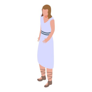 Antik Yunan kadın ikon izometrik vektörü. Yunan tarihi. Klasik kültür.