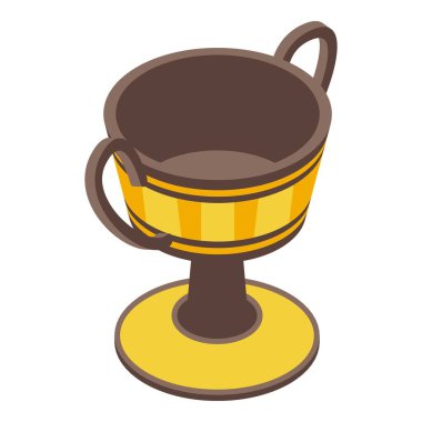 Yunan şarap bardağı ikonu izometrik vektörü. Çok eski bir hikaye. Tarihi tapınak