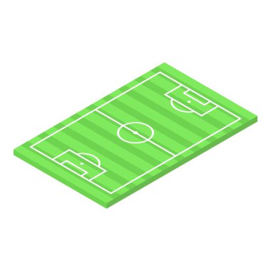 Futbol sahası izometrik vektörü. Futbol hakemi. Erkek kartı