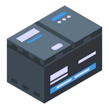 Araba aküsü izometrik vektörü. Güç bataryası. Tam kaynak