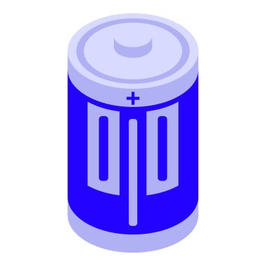 Tam batarya ikonu izometrik vektörü. Enerji yükle. Yaşam durumu