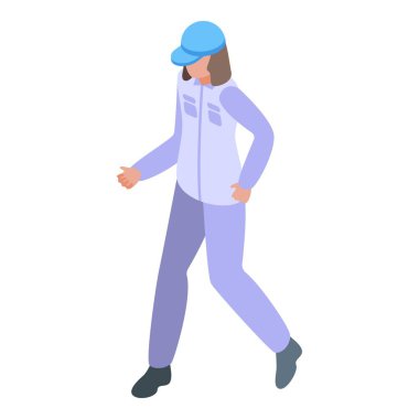 Kadın Sahil Güvenlik ikonu izometrik vektörü. Deniz acil durumu. Kurtarma yasası