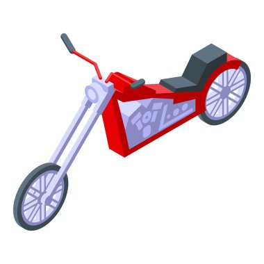 Chopper modeli izometrik vektör. Araç motoru. Macera şekli