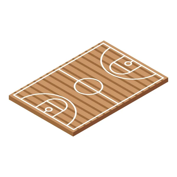 Icône Terrain Basket Vecteur Isométrique Carte Arbitre Objectif Sportif — Image vectorielle