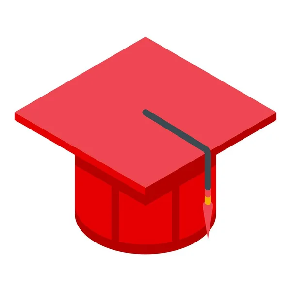 Kırmızı Mezuniyet Şapkası Ikonu Izometrik Vektörü Diploma Şapkası Öğrenci — Stok Vektör