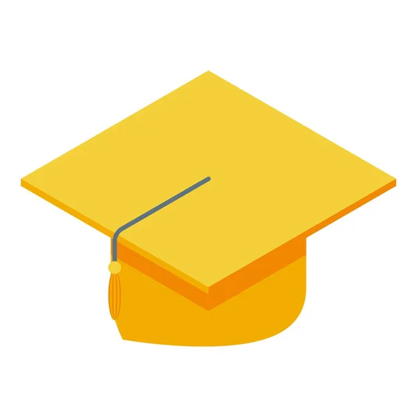 Κίτρινη Εικόνα Καπέλο Αποφοίτησης Ισομετρική Διάνυσμα Καπέλο Διπλώματος Πανεπιστημιακό — Διανυσματικό Αρχείο