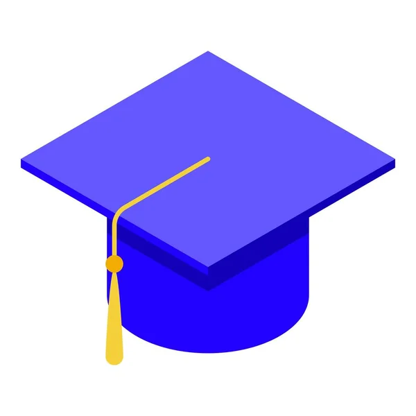 Cappello Graduato Blu Icona Vettore Isometrico Tappo Diploma Imparare Studente — Vettoriale Stock