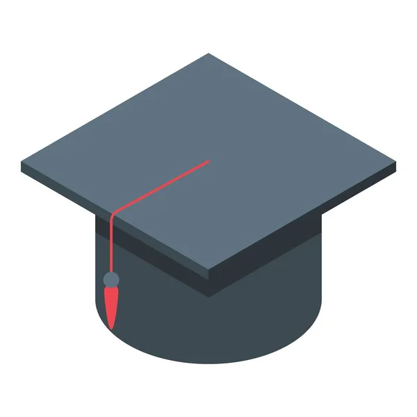 Siyah Mezuniyet Şapkası Ikonu Izometrik Vektörü Üniversite Diploması Akademik Öğrenci — Stok Vektör