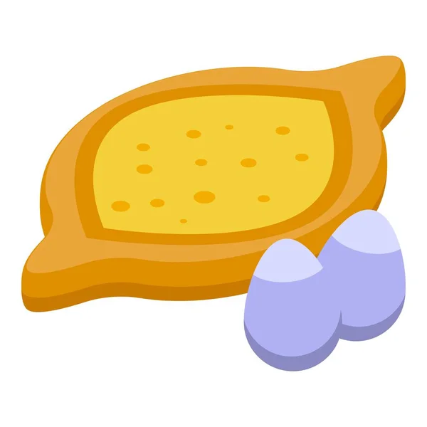 Изометрический Вектор Иконы Яйца Хачапури Пищевой Хлеб Ресторан Приготовления Пищи — стоковый вектор