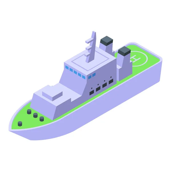 Icona Pattuglia Marittima Vettore Isometrico Guardia Costiera Nave Salvataggio — Vettoriale Stock