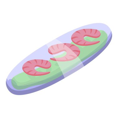 Karides yemek ikonu izometrik vektörü. Yemek yemeği. Yumurta sarması