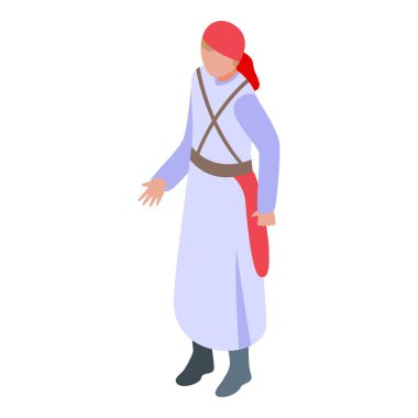 Arap adam ikonu izometrik vektörü. Ürdün ülkesi. Ulusal seyahat