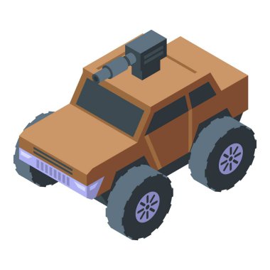 Rc jeep ikon izometrik vektörü. Uzaktan kumanda. Radyo modeli
