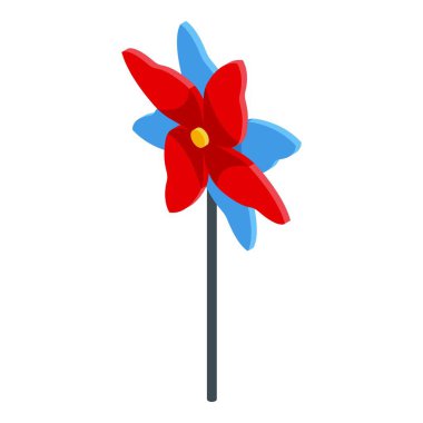 Kırmızı mavi vane ikon izometrik vektörü. Rüzgar fırıldağı. Pin oyuncağı