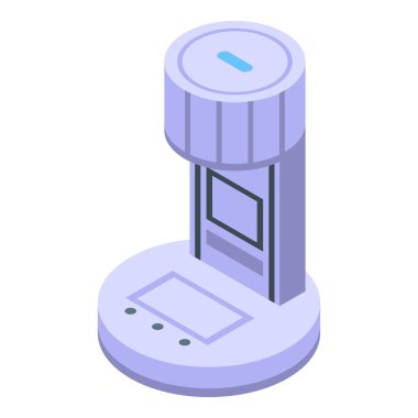 Para birimi dedektörü ikon izometrik vektörü. Elektronik para. İş makinesi