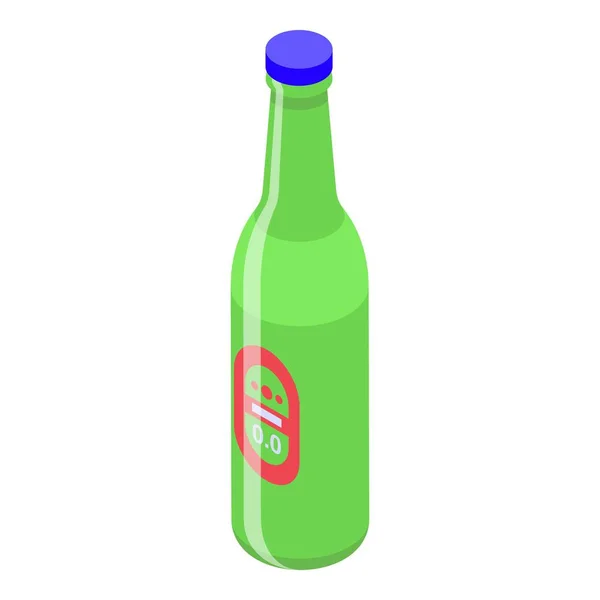 Ikon Bir Nonalkohol Adalah Vektor Isometrik Botol Kaca Bilah Minuman - Stok Vektor