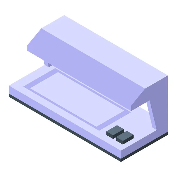 Winkel Valuta Detector Pictogram Isometrische Vector Geld Contant Zakelijke Machine — Stockvector