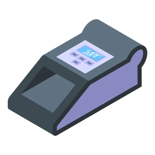 Machine Valuta Detector Pictogram Isometrische Vector Geld Contant Financieringsbank — Stockvector