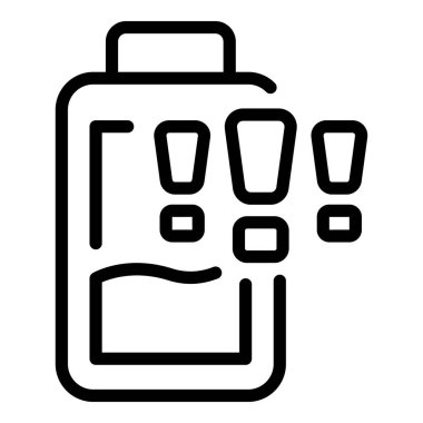 Düşük zihinsel pil ikonu ana hatları vektörü. İş karakteri. Yakma işlemi