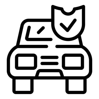 Araba sigortası ikonu ana hatları vektörü. Sağlık kartı. Hasta bakımı