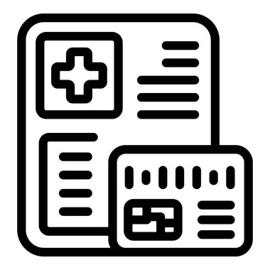 Kart tıbbi ikon ana hatları vektörü. Sağlık sigortası. Hayat hastası