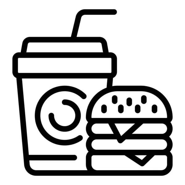 Fast Food Müde Symbol Umrissvektor Burnout Funktioniert Traurige Gesundheit — Stockvektor