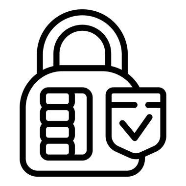 Asma kilit sigorta ikonu ana hat vektörü. Bakım kartı. Hasta sağlığı