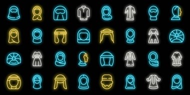 Müslüman moda ikonları ana hatları belirler. Sıradan bir Arap. İnsanlar siyah üzerine neon rengi giyerler.