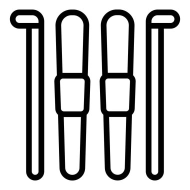 Kayak ekipmanı ikonu ana hatları vektörü. Alışveriş malzemeleri. Spor mağazası