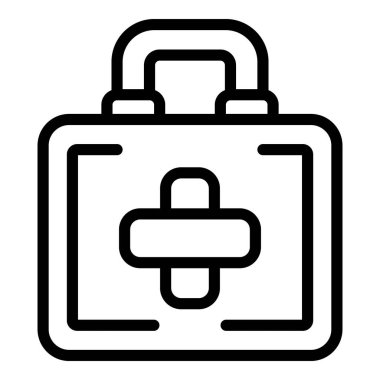 İlk yardım çantasının ikon ana hatları vektörü. Tıp cerrahı. Operasyon hastalığı