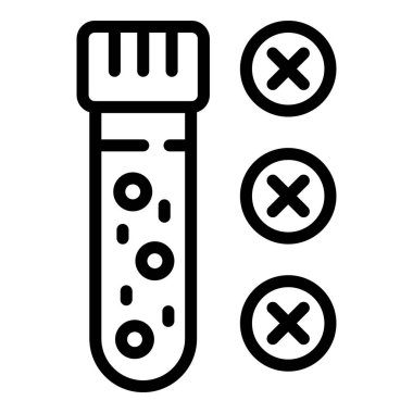 Test tübü ikon ana hatları vektörü. Kalp ameliyatı. Hastane ilaçları.