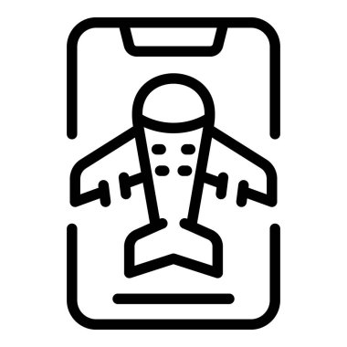 Uçak sanal seyahat ikonu ana hat vektörü. Yaz haritası. Çevrimiçi tur