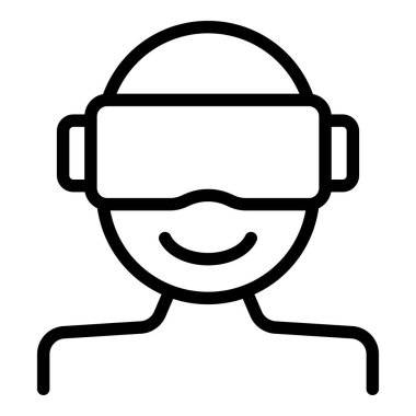 Vr kulaklık simgesi ana hatlı vektör. Üç boyutlu gerçeklik. Çevrimiçi turizm