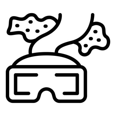 Vr gözlükleri ikon ana hatları vektörü. Sanal seyahat. Çevrim içi iş