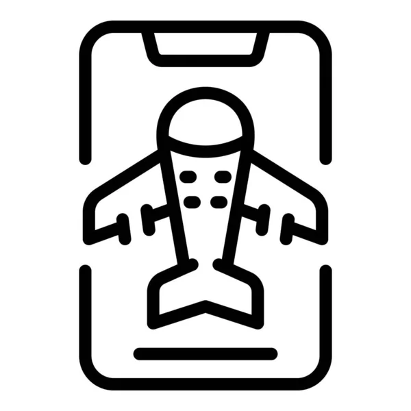 Flugzeug Virtuellen Reise Symbol Umrissvektor Sommerkarte Rundgang Online — Stockvektor