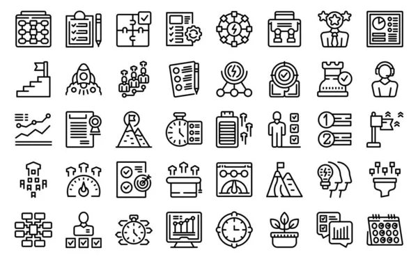 Employee efficiency icons set outline vector. Performance review. Work skill