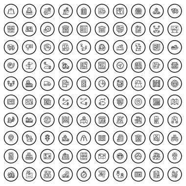 100 destination icons set. Outline illustration of 100 destination icons vector set isolated on white background