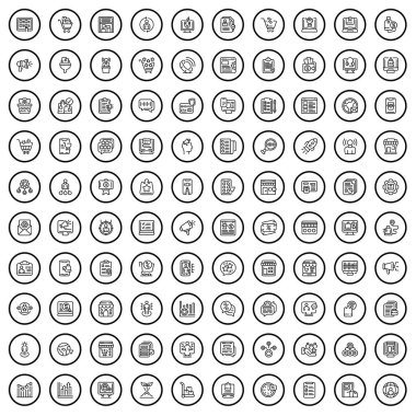 100 digital marketing icons set. Outline illustration of 100 digital marketing icons vector set isolated on white background