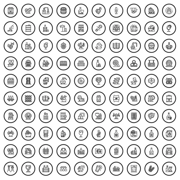 100 Alcohol Icons Set Outline Illustration 100 Alcohol Icons Vector — Stock vektor