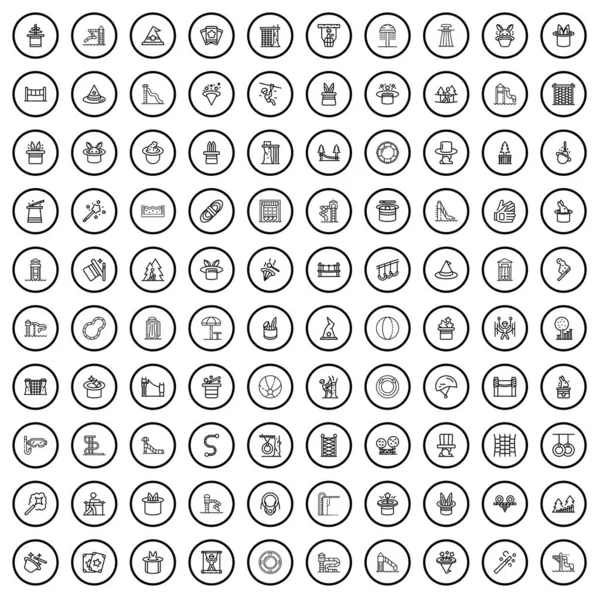 100 Amusement Icons Set Outline Illustration 100 Amusement Icons Vector — 图库矢量图片