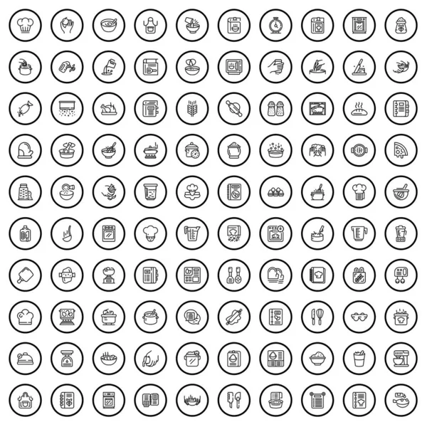 100 Chief Icons Set Outline Illustration 100 Chief Icons Vector — Stok Vektör
