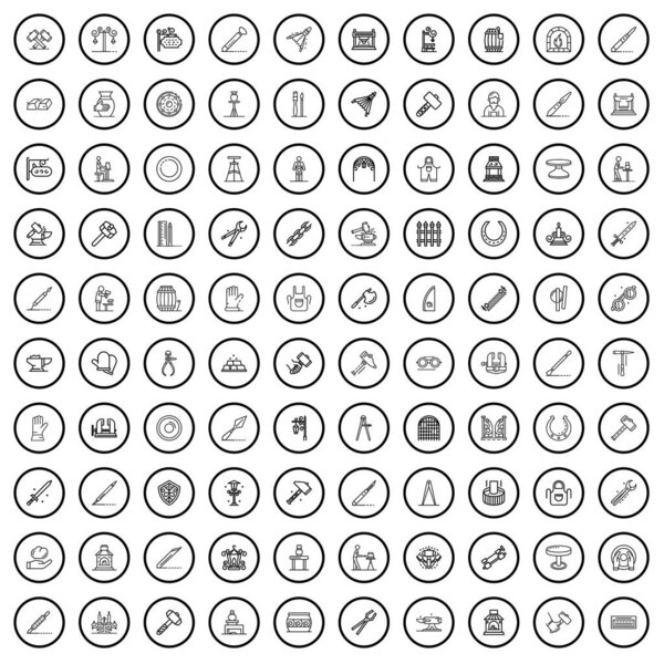 100 craft icons set. Outline illustration of 100 craft icons vector set isolated on white background