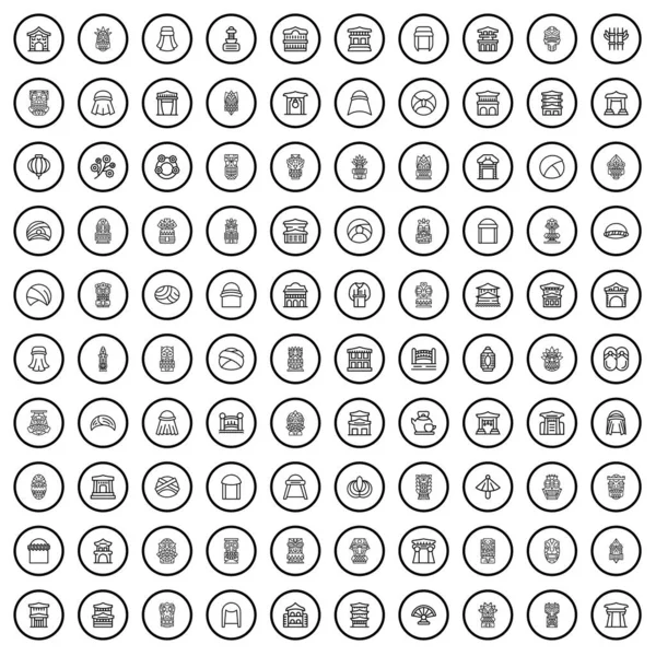 stock vector 100 culture icons set. Outline illustration of 100 culture icons vector set isolated on white background