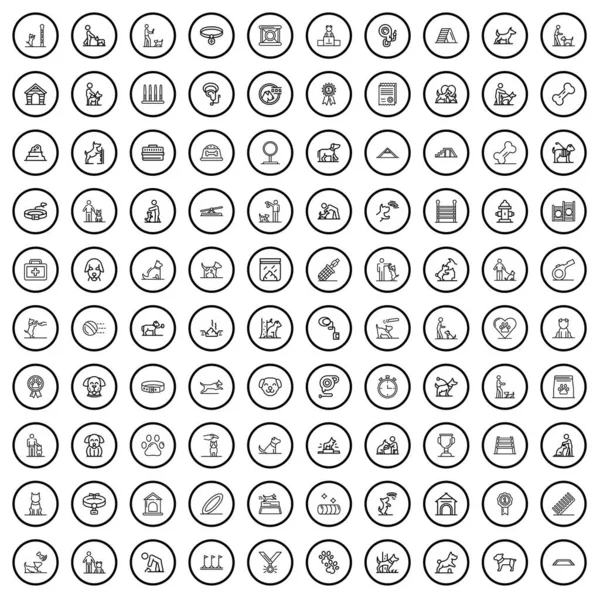 100 Dog Icons Set Outline Illustration 100 Dog Icons Vector — Stock Vector