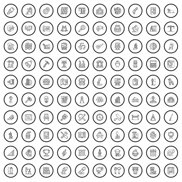 100 Drawing Icons Set Outline Illustration 100 Drawing Icons Vector — 스톡 벡터