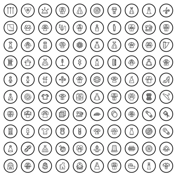 100 Dress Icons Set Outline Illustration 100 Dress Icons Vector — Vettoriale Stock