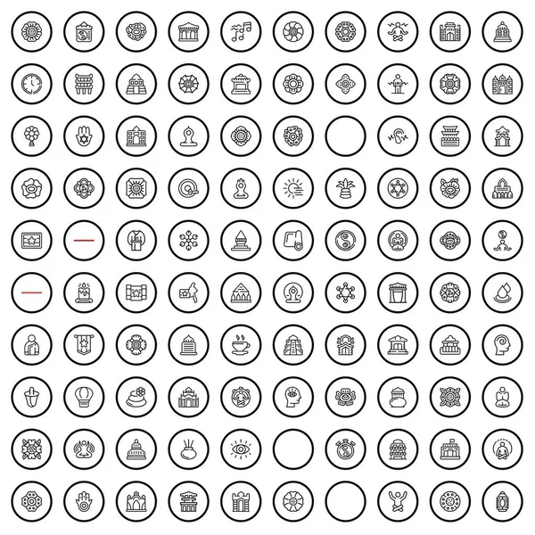 stock vector 100 east icons set. Outline illustration of 100 east icons vector set isolated on white background