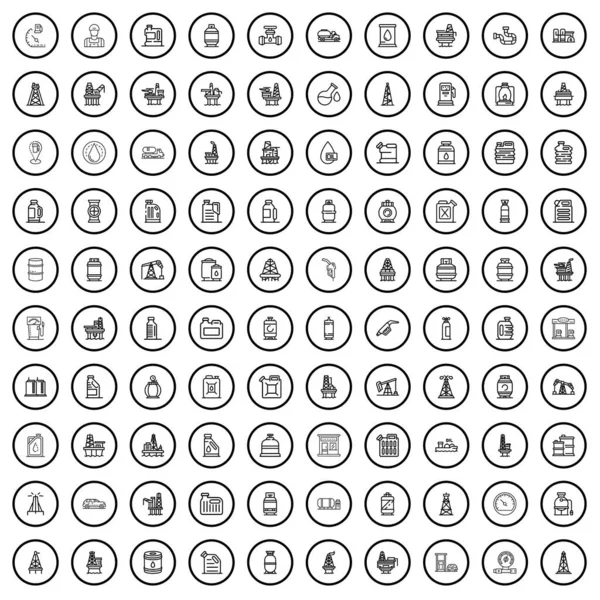 stock vector 100 fuel icons set. Outline illustration of 100 fuel icons vector set isolated on white background